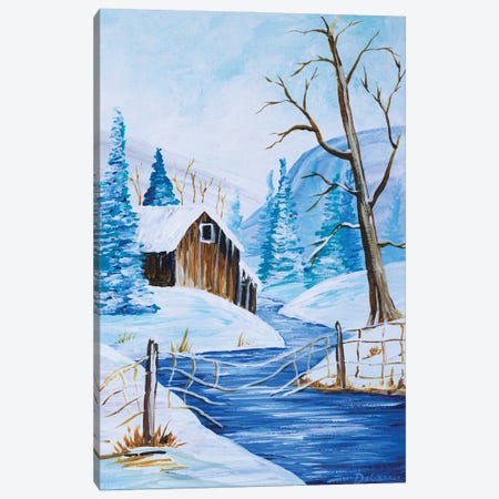 Cabin By The River Canvas Print #DDY12} by Debasree Dey Canvas Artwork