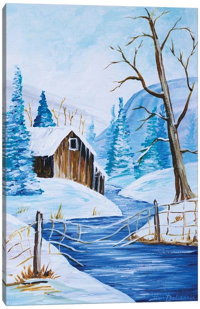 Cabin By The River Canvas Art Print - Debasree Dey