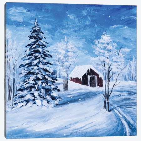A Snowy Day Canvas Print #DDY1} by Debasree Dey Canvas Wall Art