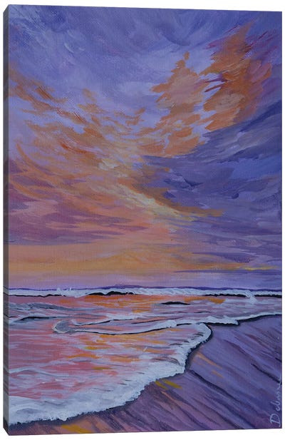 Purple Beach Canvas Art Print - Blue Art