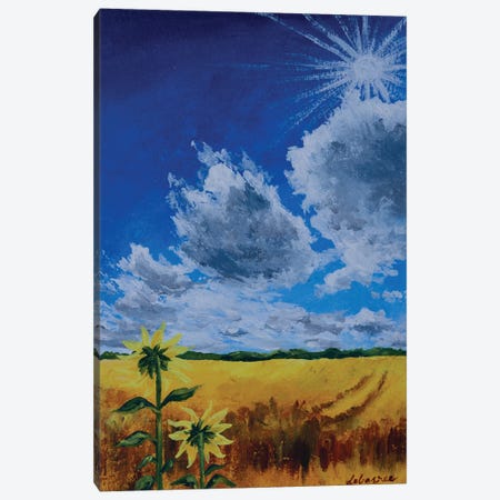 Shinning Sunflower Canvas Print #DDY28} by Debasree Dey Art Print