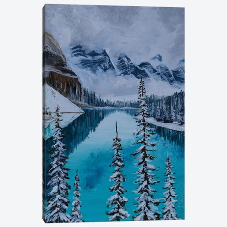 Snowy Pine Trees Canvas Print #DDY29} by Debasree Dey Art Print