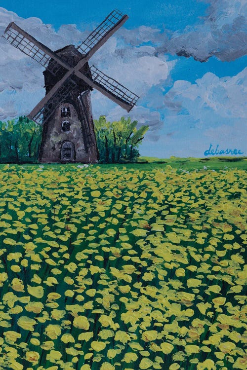 Towermill On Flower Field by Debasree Dey wall art