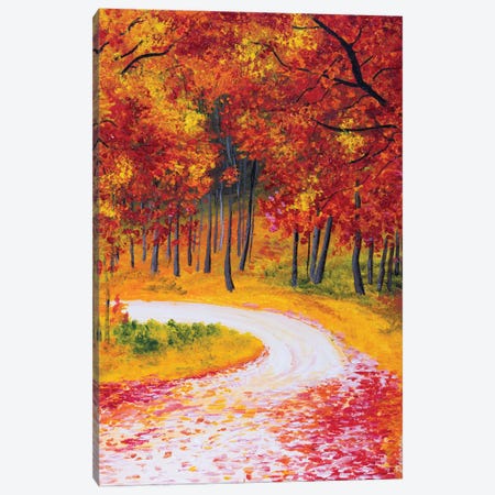 Autumn Forest Road Canvas Print #DDY6} by Debasree Dey Canvas Print