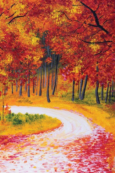 Debasree Dey: Autumn Forest Road by Debasree Dey