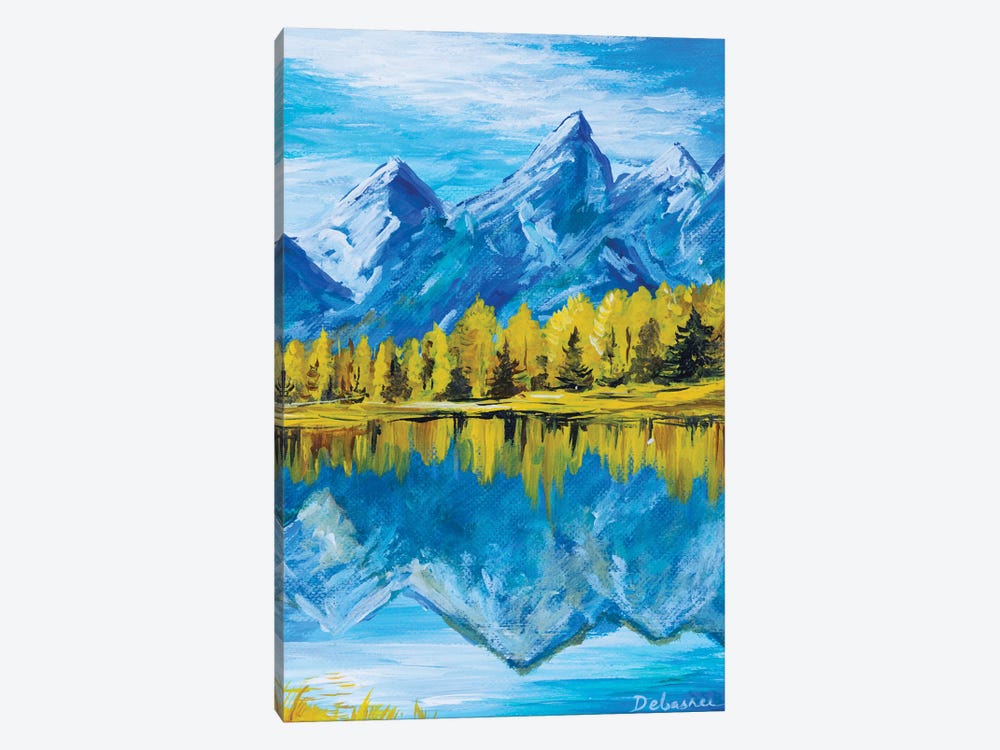 Autumn Trees And Mountains by Debasree Dey 1-piece Canvas Wall Art