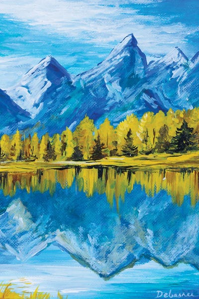 Debasree Dey: Autumn Trees And Mountains by Debasree Dey