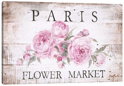 Paris Flower Market Sign Canvas Art Print - Peony Art