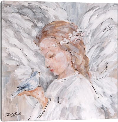 Watching Over Canvas Art Print - Christmas Angel Art