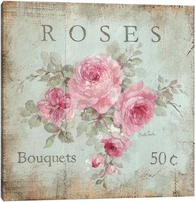 Rose Bouquets (50 Cents) Canvas Art Print - Debi Coules Typography