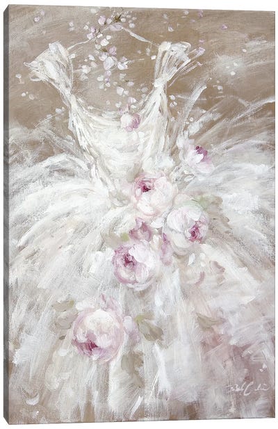 Tutu In White With Roses Canvas Art Print - Rose Art