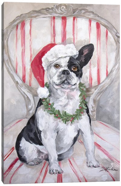 Frenchies Christmas Canvas Art Print - Debi Coules