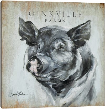 OinkVille Farms Canvas Art Print - Debi Coules Typography