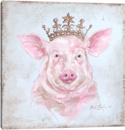 Crowned Pig Canvas Art Print - Royalty
