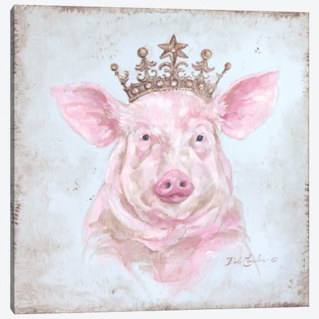 Crowned Pig Canvas Print #DEB14} by Debi Coules Canvas Print