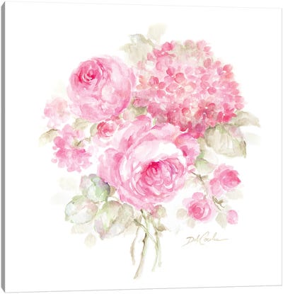 Roses and Hydrangeas II Canvas Art Print - Rose Art