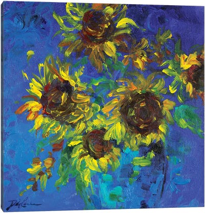 Sunflowers in Vase Canvas Art Print - Debi Coules