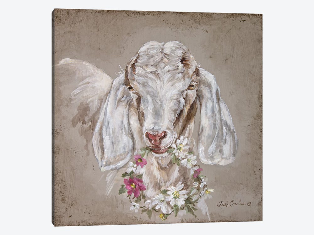 Goat With Wreath by Debi Coules 1-piece Canvas Wall Art