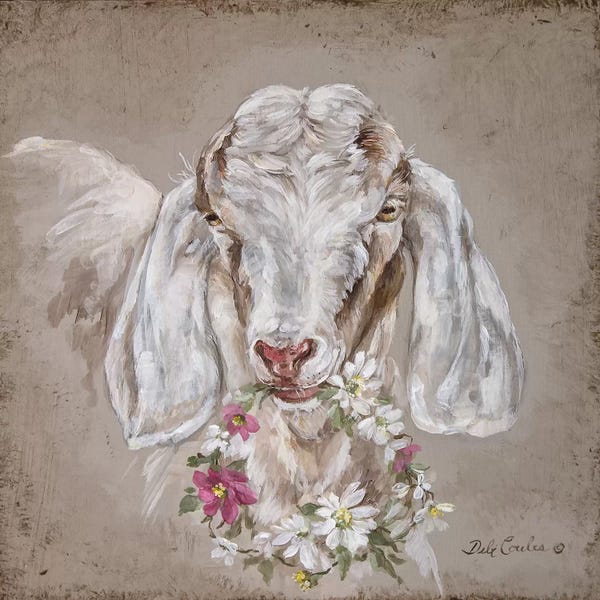 Goats: Goat With Wreath by Debi Coules