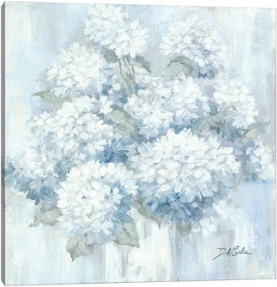 White Hydrangeas Canvas Art Print - Bathroom Art