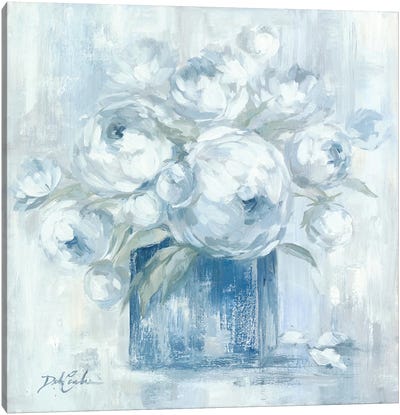 White Peonies Canvas Art Print - Debi Coules Florals
