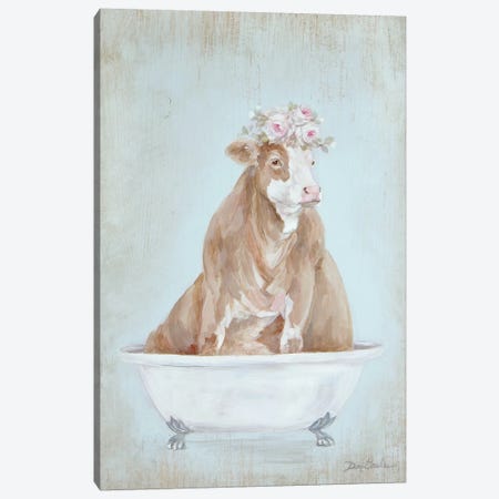 Cow In A Tub Canvas Print #DEB170} by Debi Coules Canvas Art