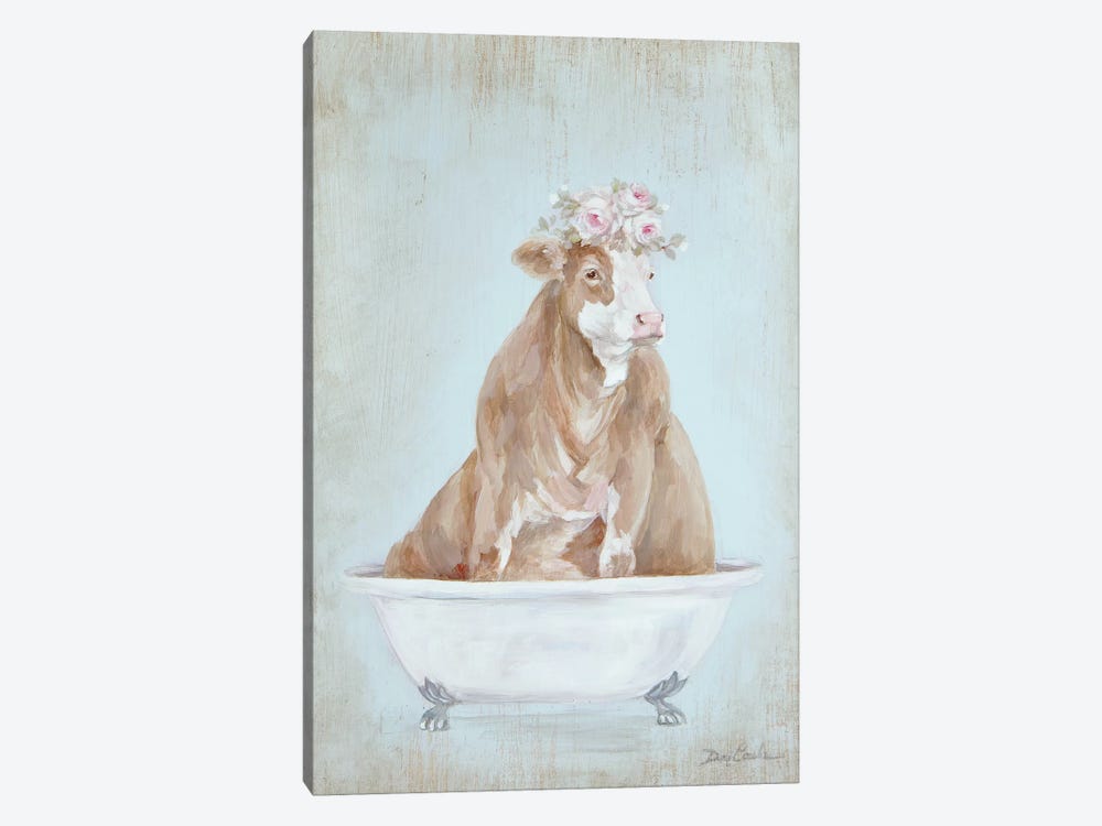 Cow In A Tub by Debi Coules 1-piece Canvas Print