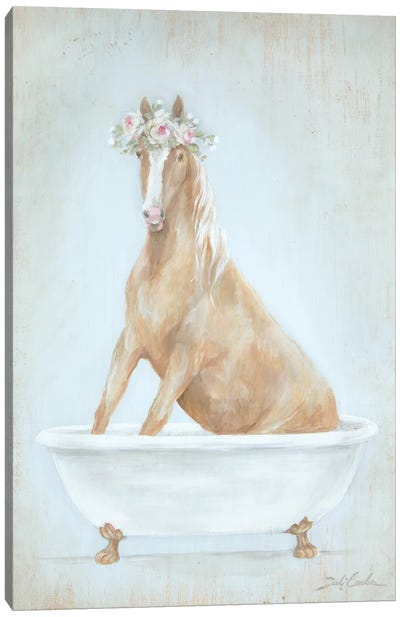 Horse In A Tub Canvas Art Print - Debi Coules Farm Animals