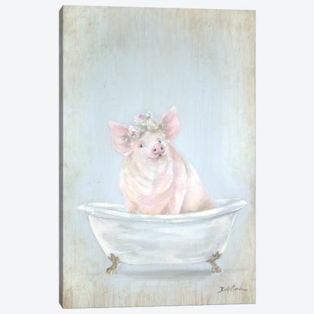 Pig In A Tub Canvas Print #DEB172} by Debi Coules Canvas Art