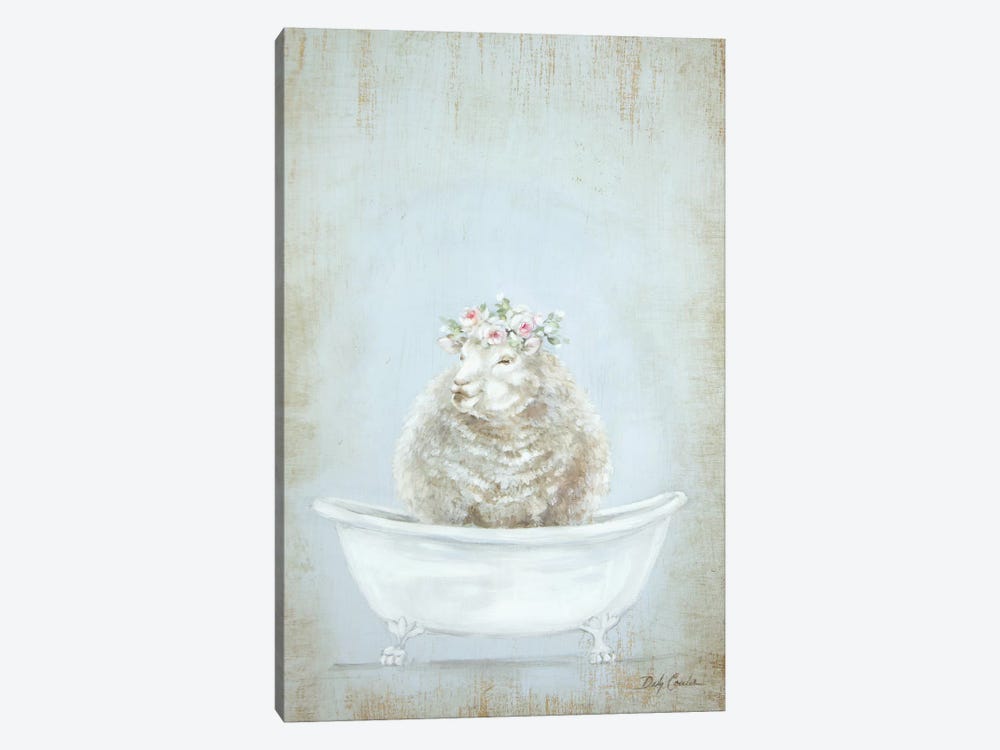 Sheep In A Tub by Debi Coules 1-piece Canvas Wall Art