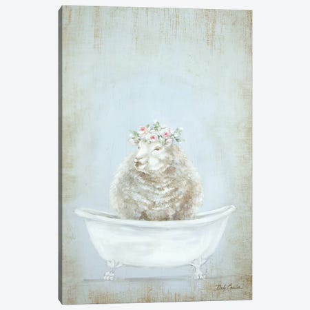 Sheep In A Tub Canvas Print #DEB173} by Debi Coules Canvas Artwork