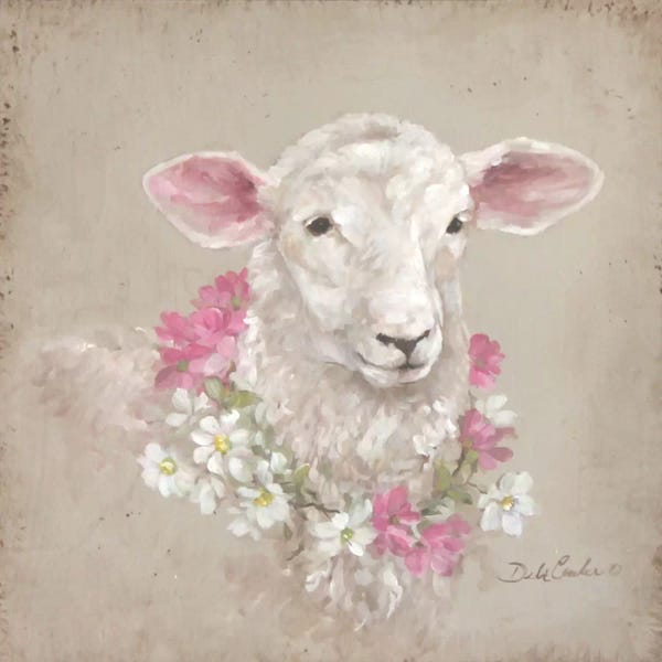 Kids Animal Art: Sheep With Wreath by Debi Coules