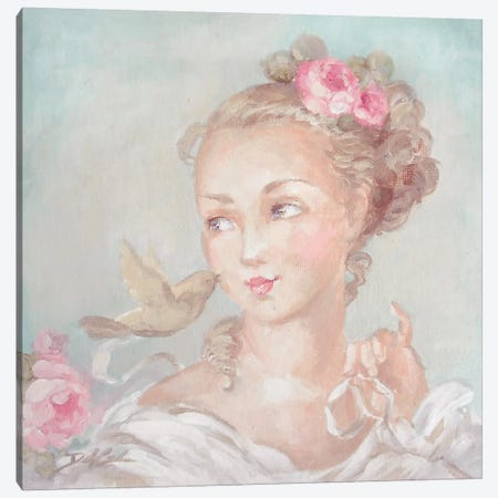 French Lady With Bird Canvas Print #DEB18} by Debi Coules Canvas Art