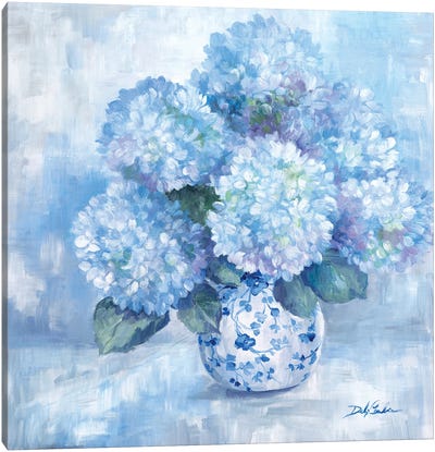 Blue And White Canvas Art Print - Debi Coules Florals