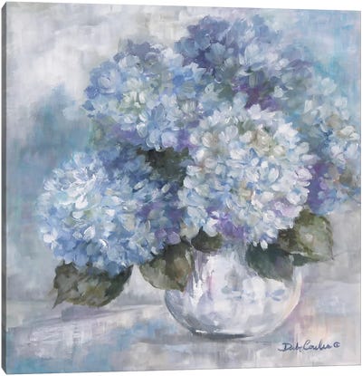 Hydrangea Blues Canvas Art Print - Debi Coules