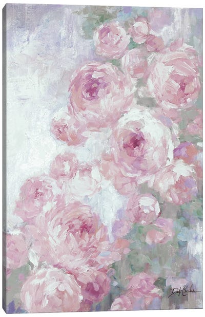Peonies Canvas Art Print - Gray & Pink Art