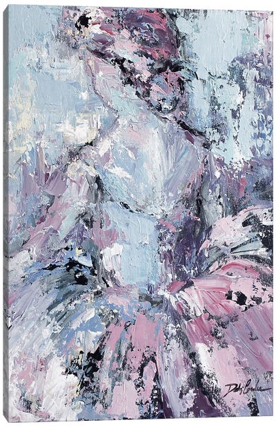 Dancer Canvas Art Print - Gray & Pink Art
