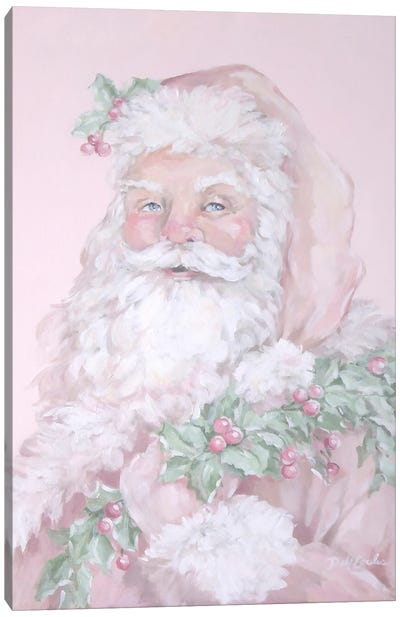 Pink Santa Canvas Art Print - Debi Coules