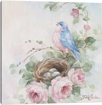Bluebird Song II Canvas Art Print - Debi Coules Florals