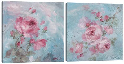 Winter Rose Diptych Canvas Art Print - Art Sets | Triptych & Diptych Wall Art