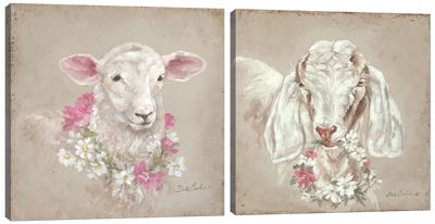 French Farmhouse I Diptych Canvas Art Print - Debi Coules Farm Animals