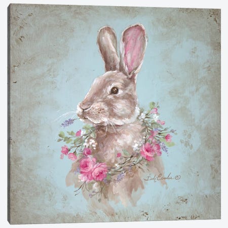 Bunny With Wreath Canvas Print #DEB56} by Debi Coules Canvas Print