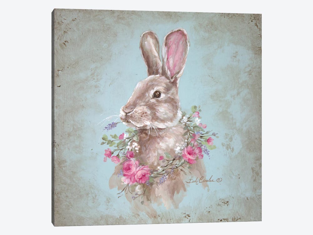 Bunny With Wreath by Debi Coules 1-piece Canvas Print