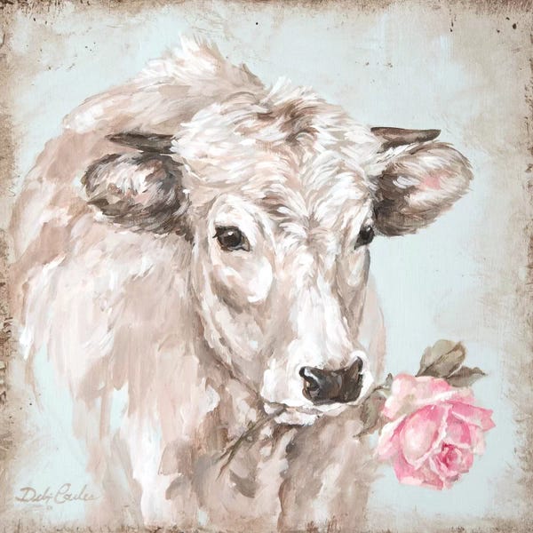 French Country Décor: Cow With Rose II by Debi Coules