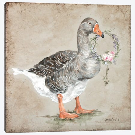 Goose With Wreath Canvas Print #DEB62} by Debi Coules Art Print