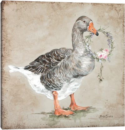 Goose With Wreath Canvas Art Print - Goose Art
