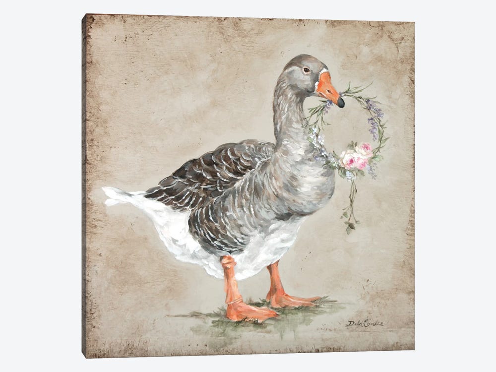 Goose With Wreath by Debi Coules 1-piece Canvas Art