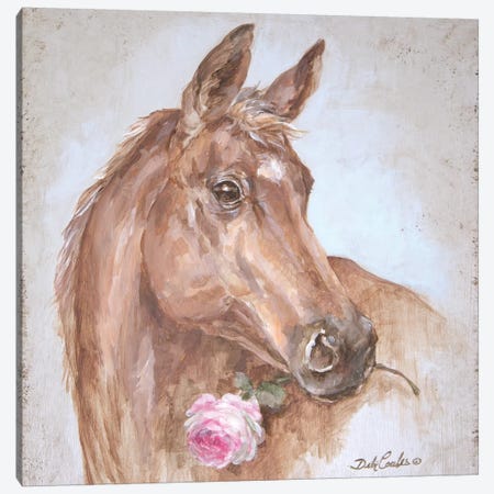 Horse With Rose Canvas Print #DEB63} by Debi Coules Canvas Print