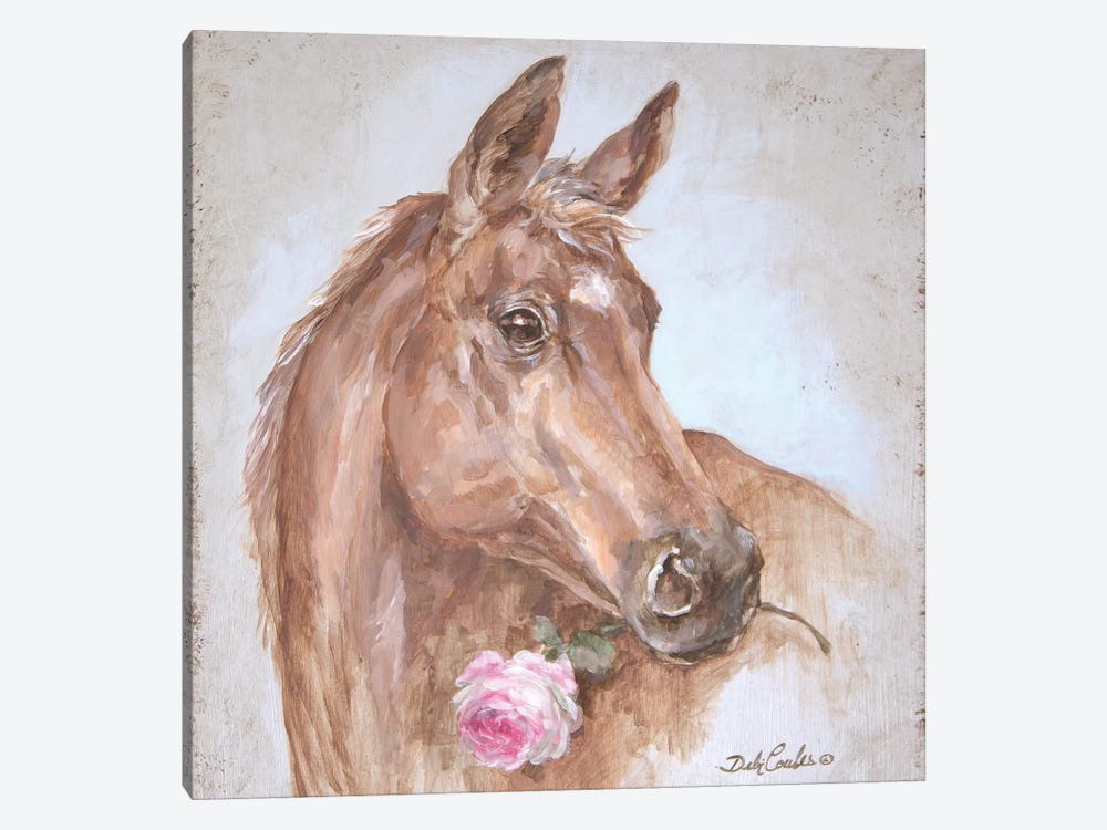 Horse With Rose by Debi Coules 1-piece Art Print