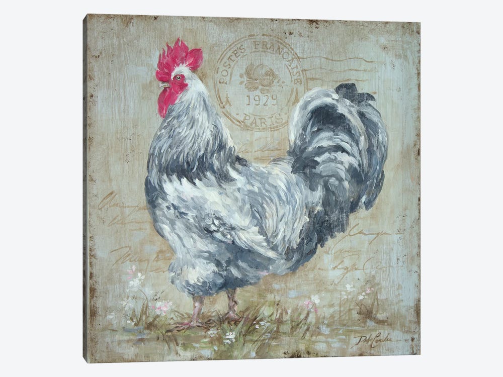 Parisian Postmarked Rooster II by Debi Coules 1-piece Canvas Artwork